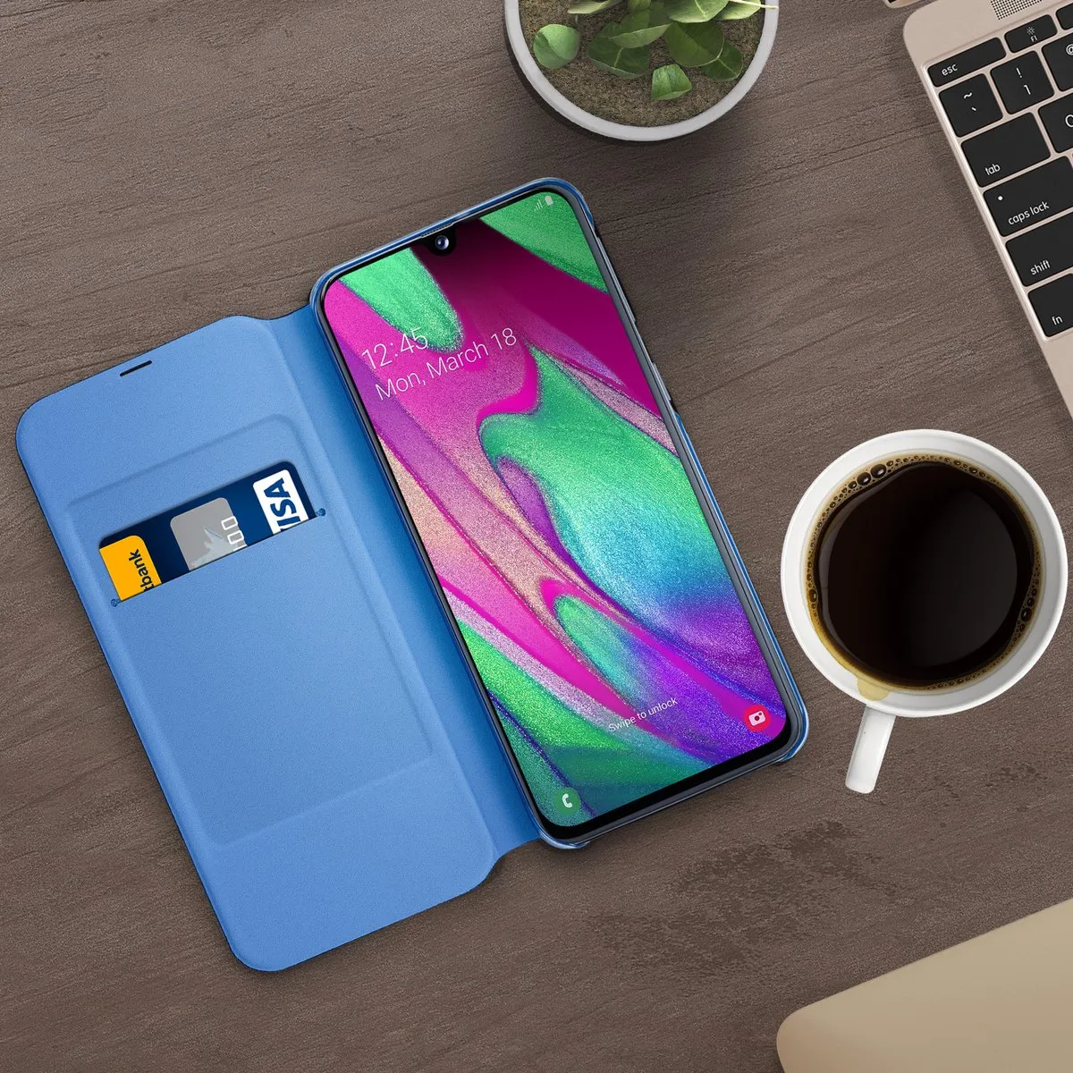 Samsung Flip Wallet Hoesje Galaxy A40 - Donkerblauw