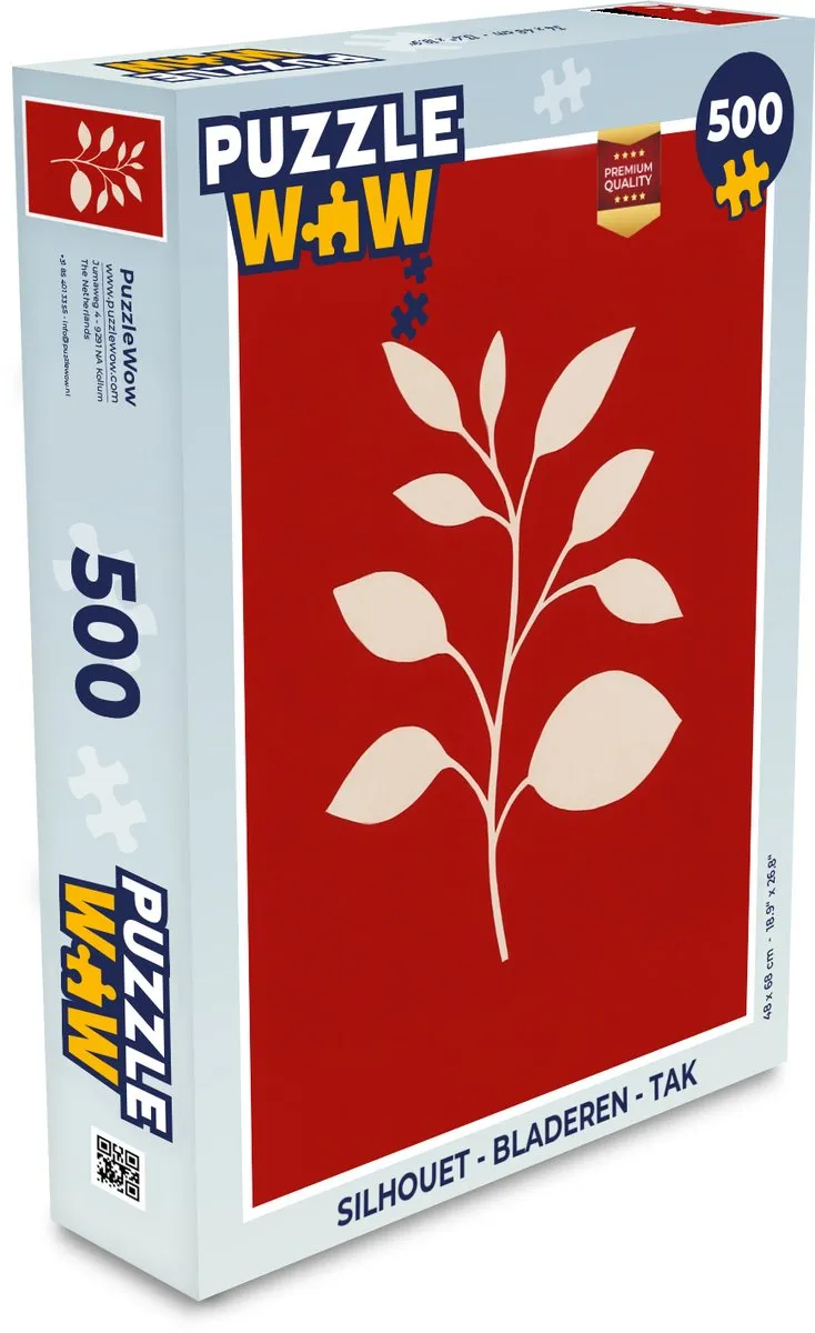 PuzzleWow Silhouet Tak - Bladeren Legpuzzel 500 Stuks - 8721414234684