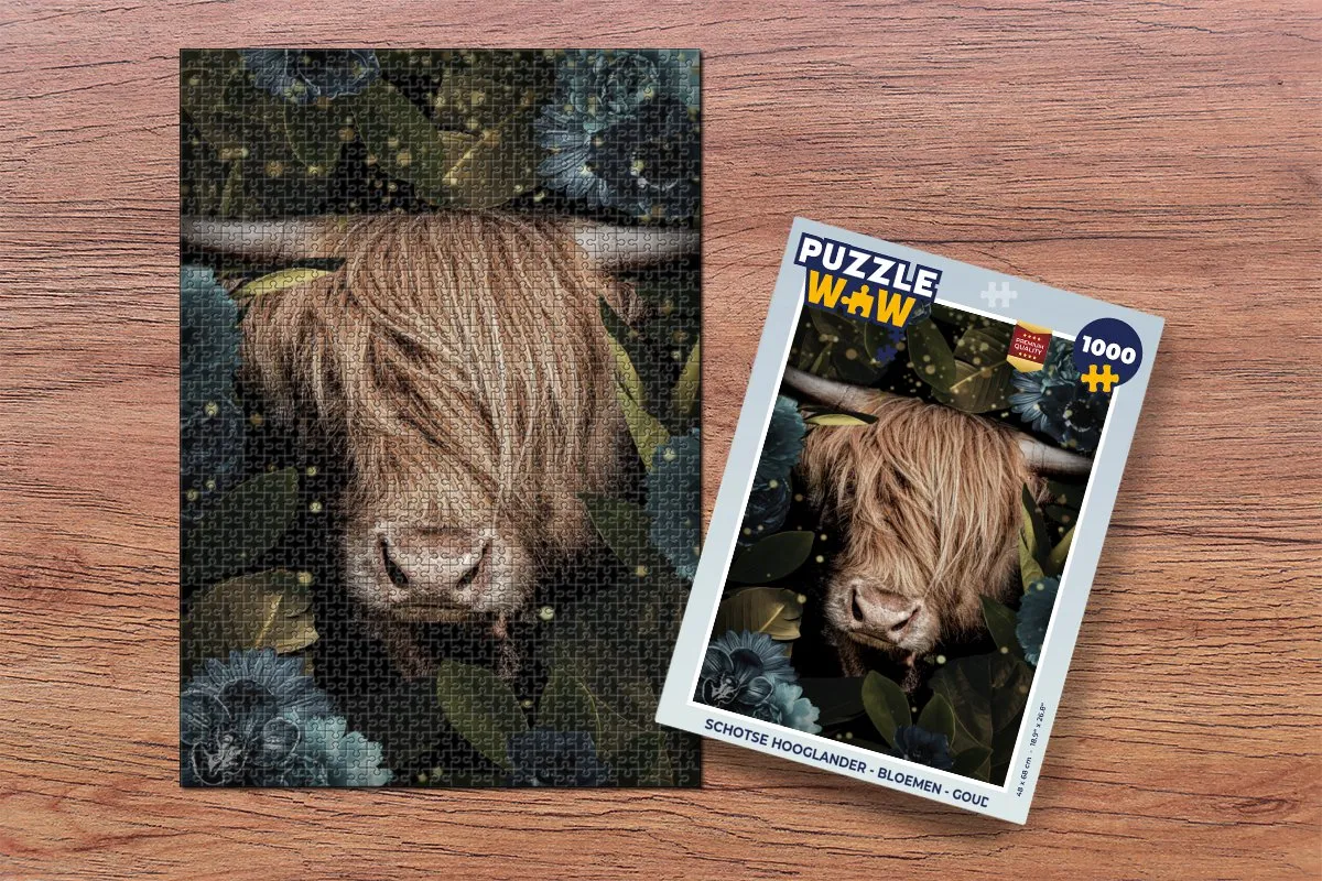 PuzzleWow Schotse Hooglander Legpuzzel 1000 Stuks - Multicolor