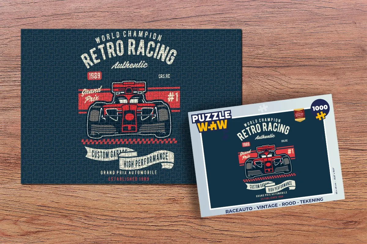 PuzzleWow Raceauto Vintage Legpuzzel 1000 Stuks - Multicolor