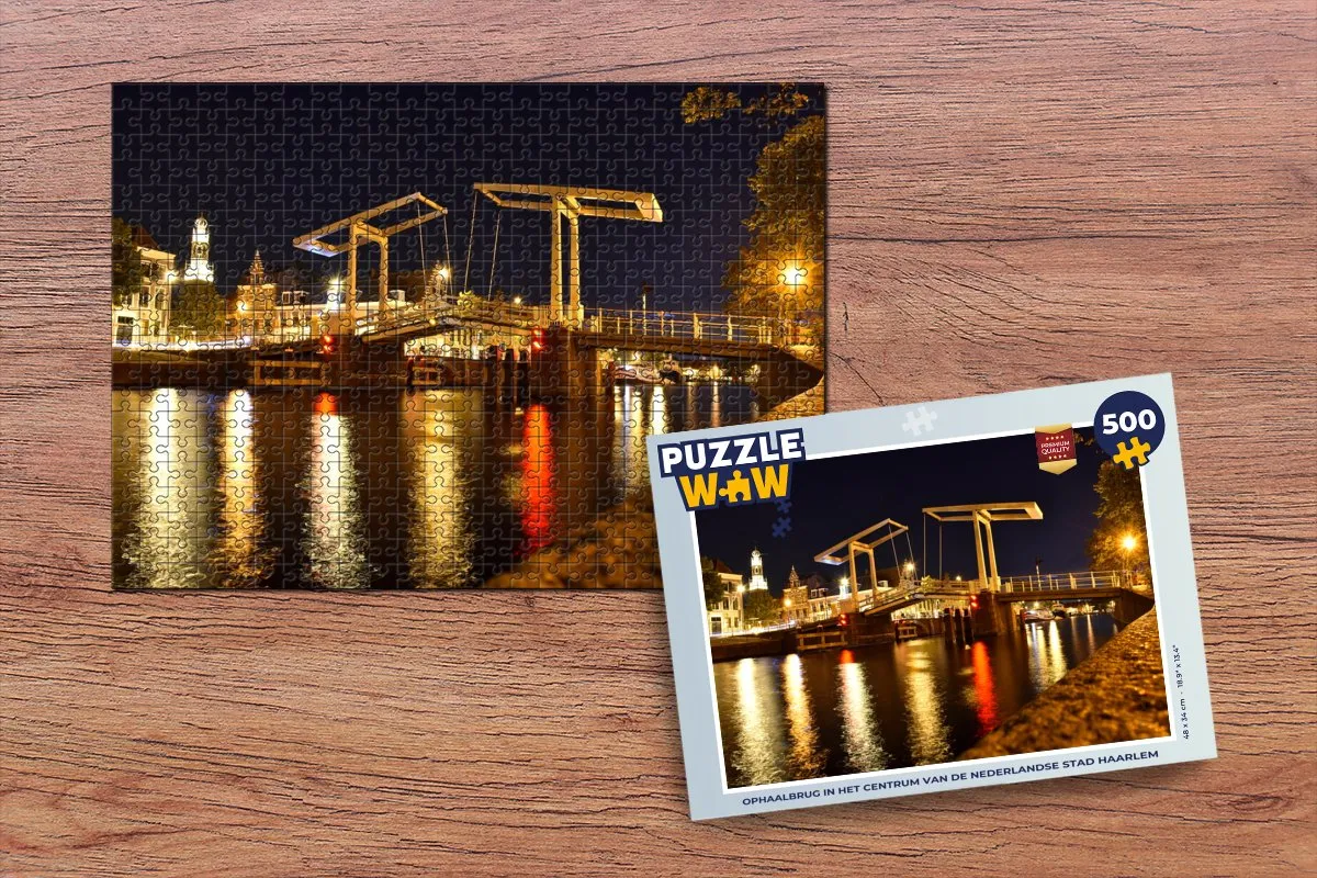 PuzzleWow Haarlem Brug Water Legpuzzel 500 Stuks - Multicolor