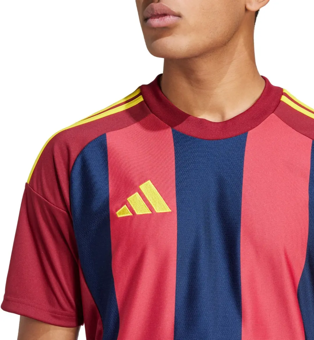 Adidas Striped 24 Shirt Heren - XXL - Bordeaux/Navy/Geel
