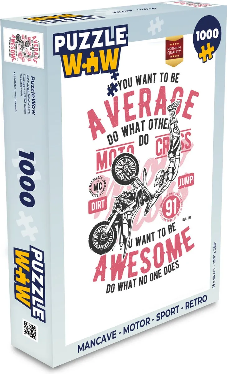 PuzzleWow Mancave Motor Sport Retro Legpuzzel 1000 Stuks