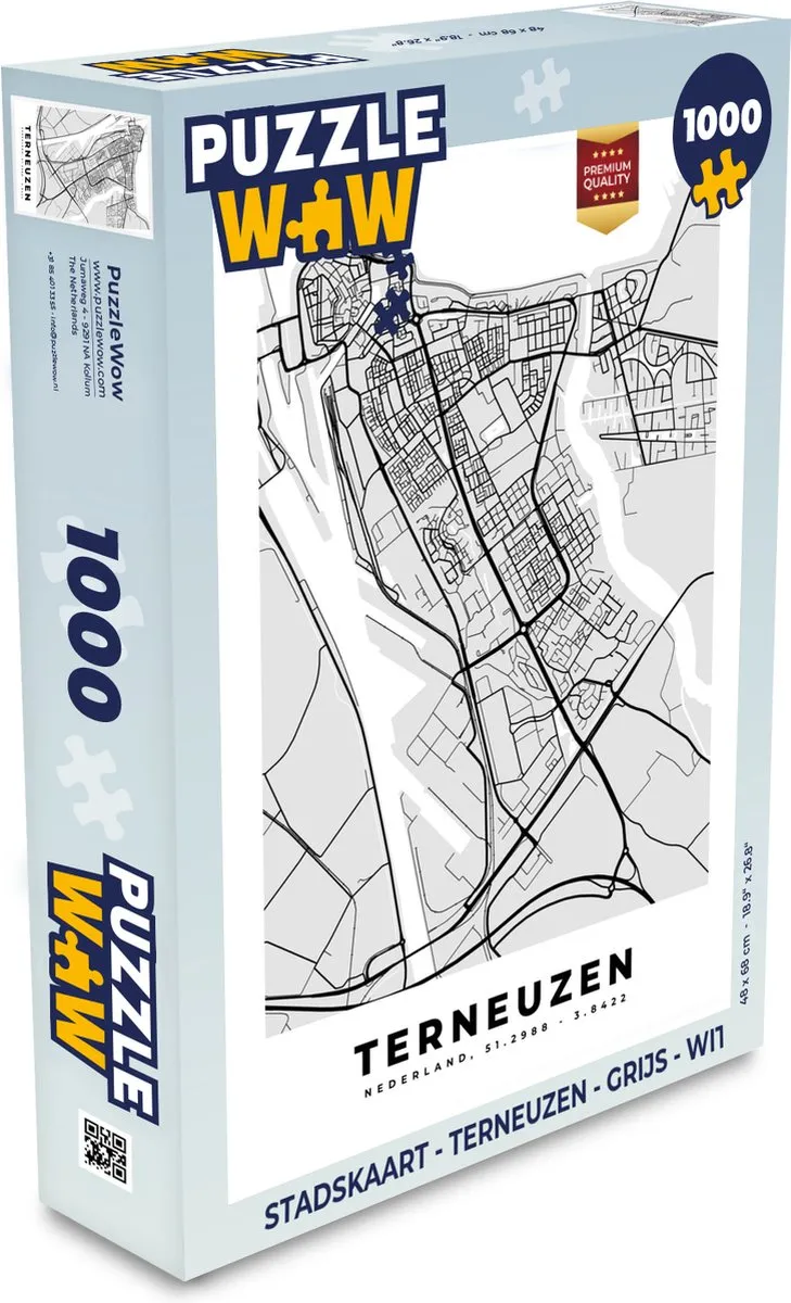 PuzzleWow Stadskaart Terneuzen Legpuzzel 1000 Stuks