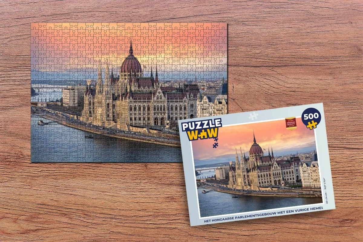 PuzzleWow Het Hongaarse Parlementsgebouw Legpuzzel 500 Stuks - Multicolor