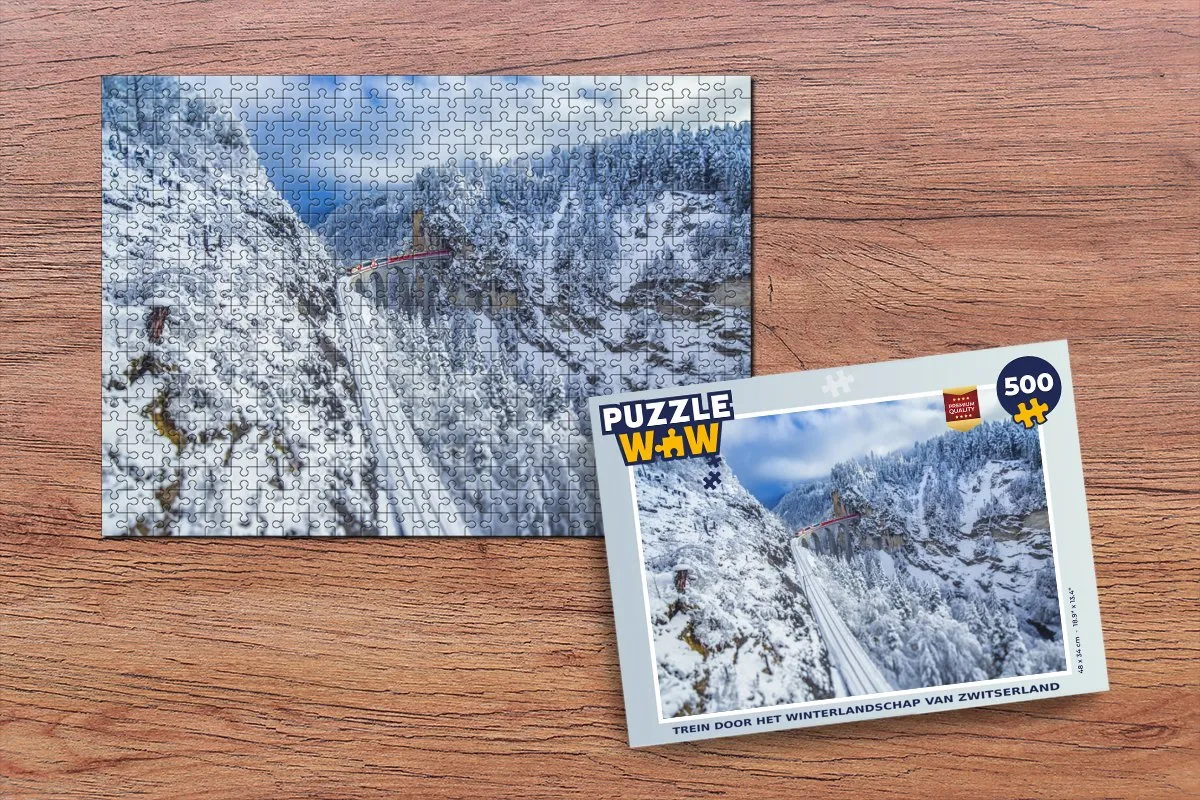 PuzzleWow Zwitserland Winterlandschap Legpuzzel 500 Stuks - Multicolor