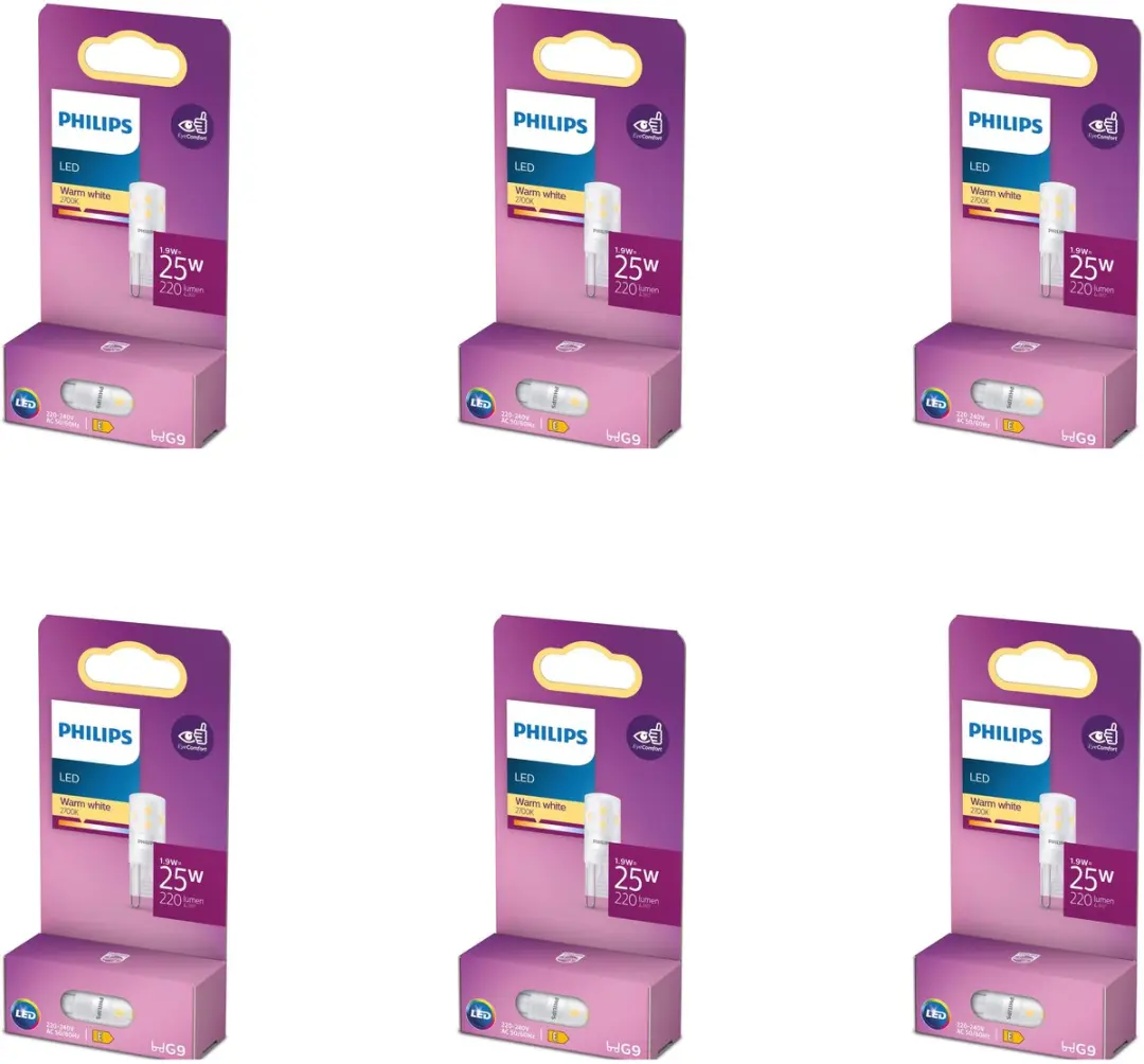 Philips LED G9 LED Capsulelamp 2W Warmwit - 6 Stuks