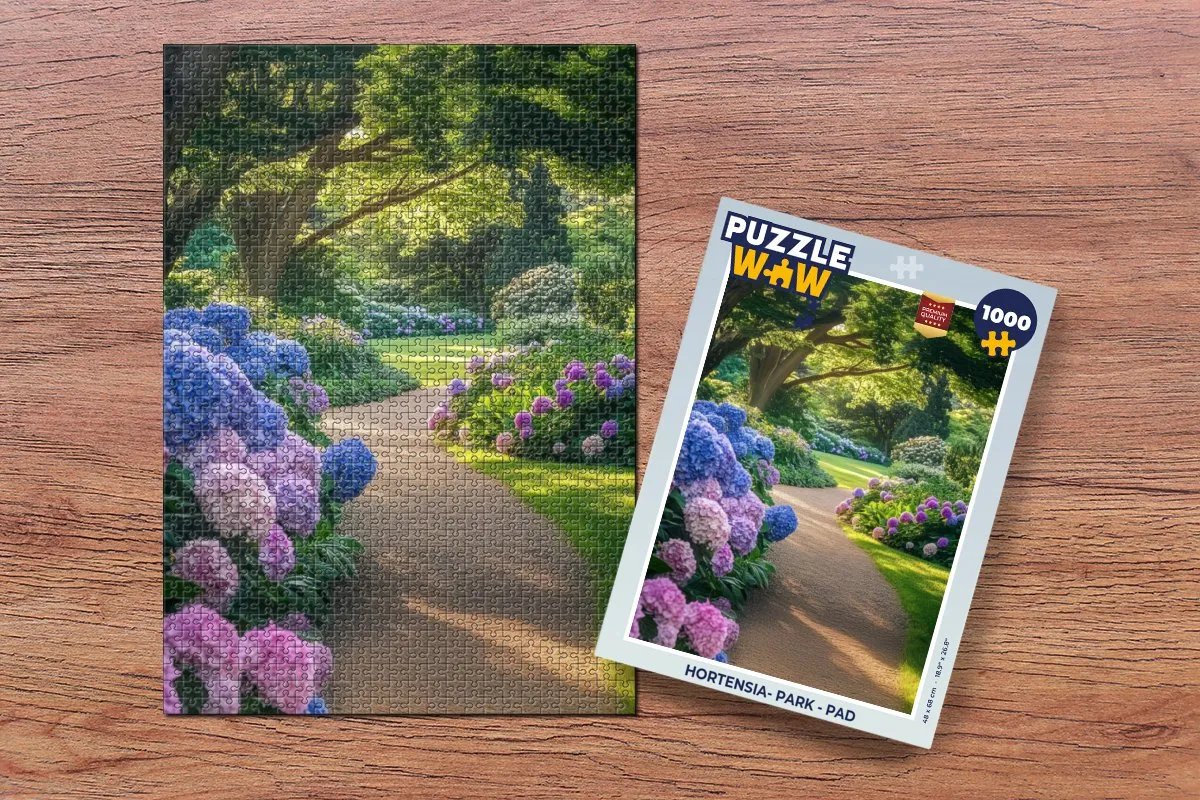 PuzzleWow Hortensia-Park Legpuzzel 1000 Stuks - Paars