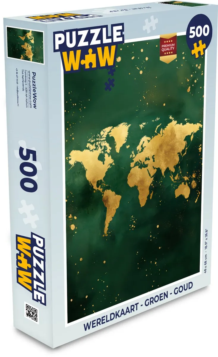 PuzzleWow Wereldkaart Legpuzzel 500 Stuks