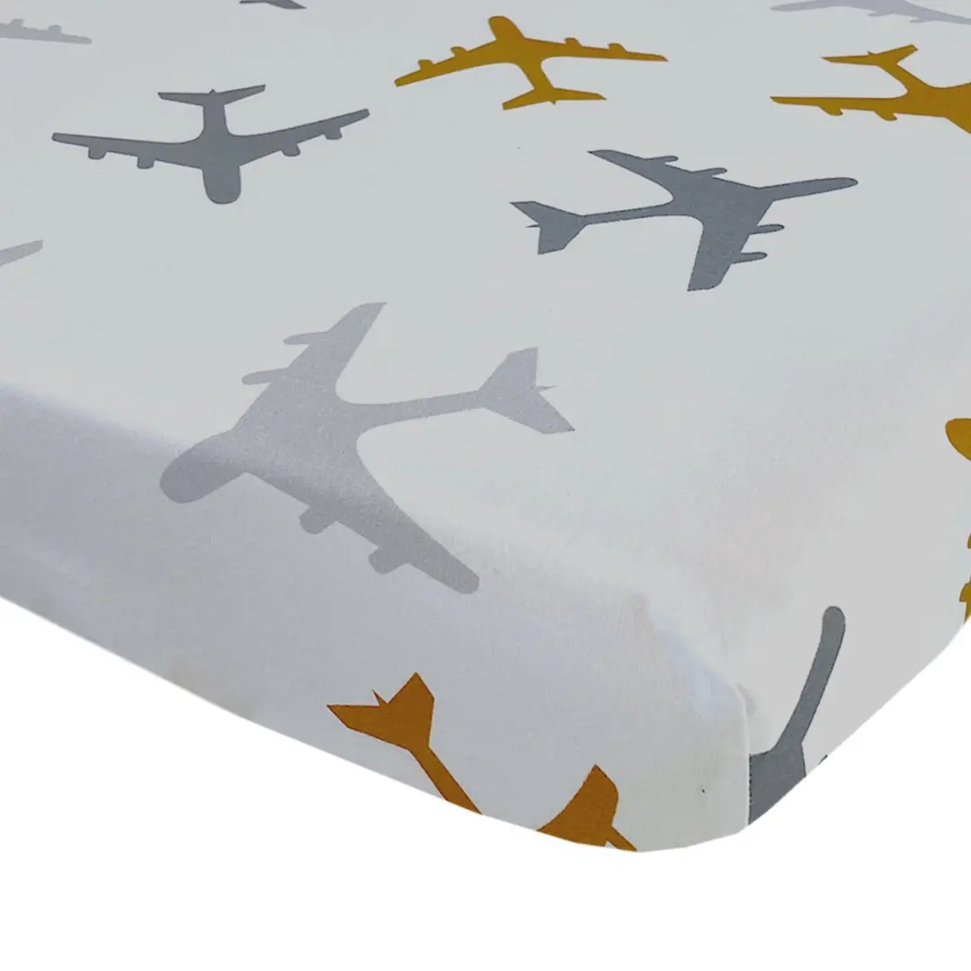 BINK Bedding Hoeslaken Planes Oker Juniorbed 70 x 150 cm