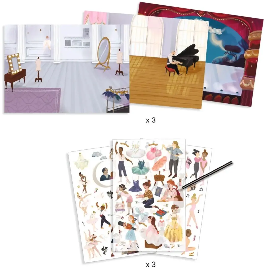 Djeco Jonge Balletdansers Transferstickers - 100 Stuks + 3 Decors