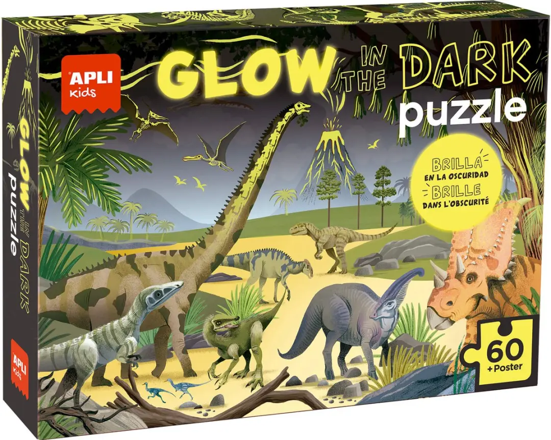 APLI Kids Glow in the Dark puzzel dinosaurussen 60 stuks karton.