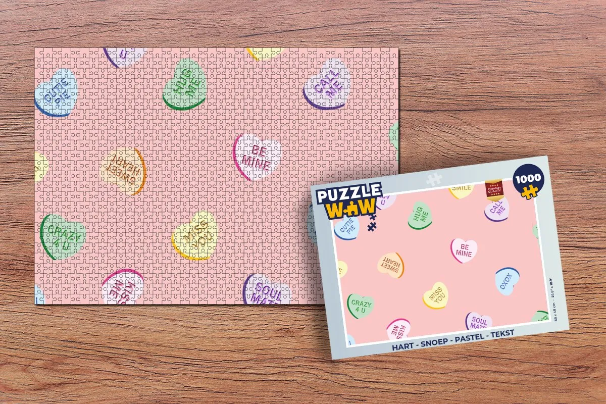 PuzzleWow Hart - Snoep Legpuzzel 1000 Stuks - Pastel