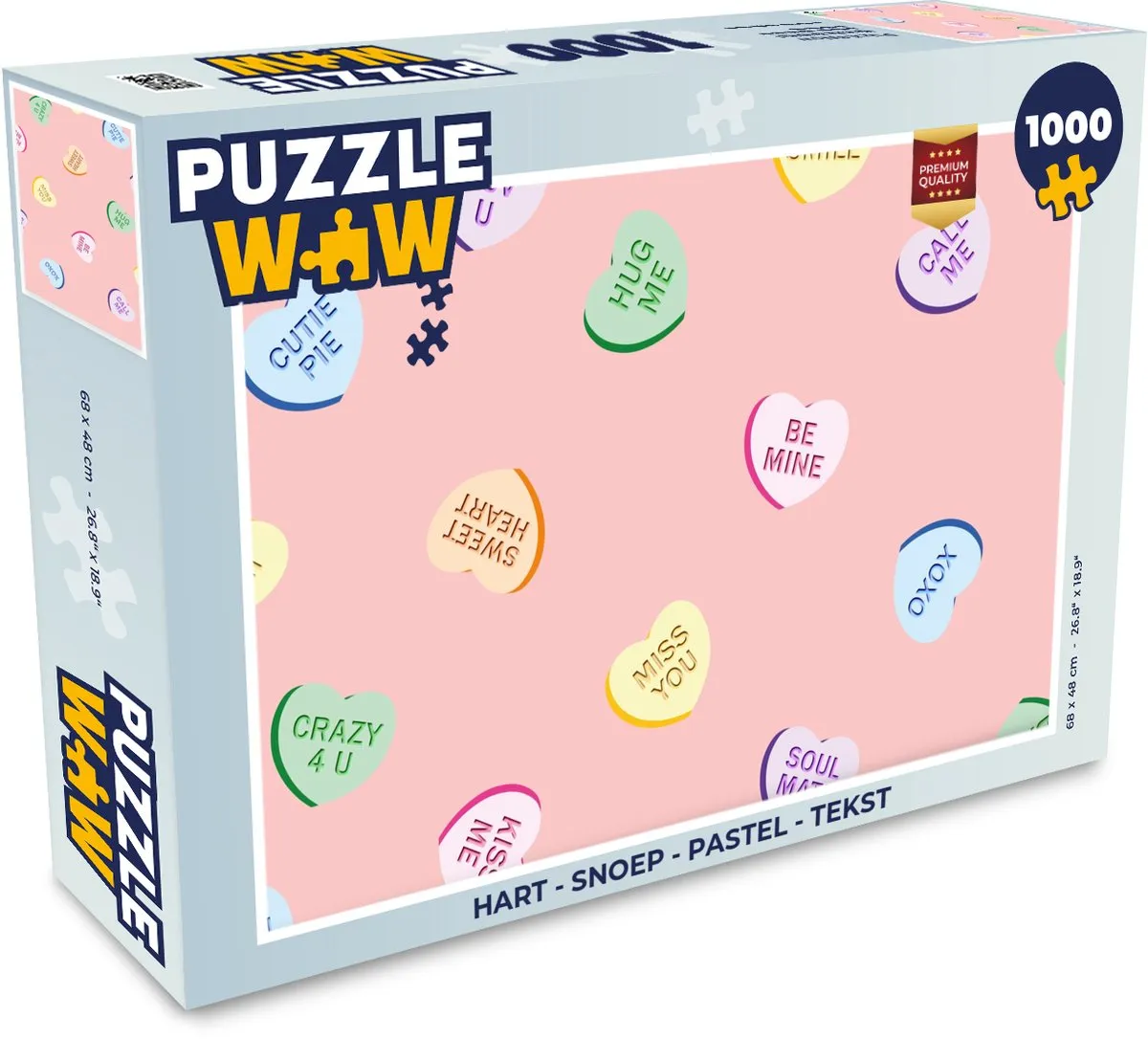 PuzzleWow Hart - Snoep Legpuzzel 1000 Stuks - Pastel
