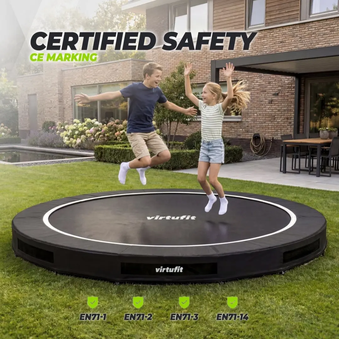 Virtufit Inground Trampoline Ø305cm - Zwart - afbeelding 2 van 6