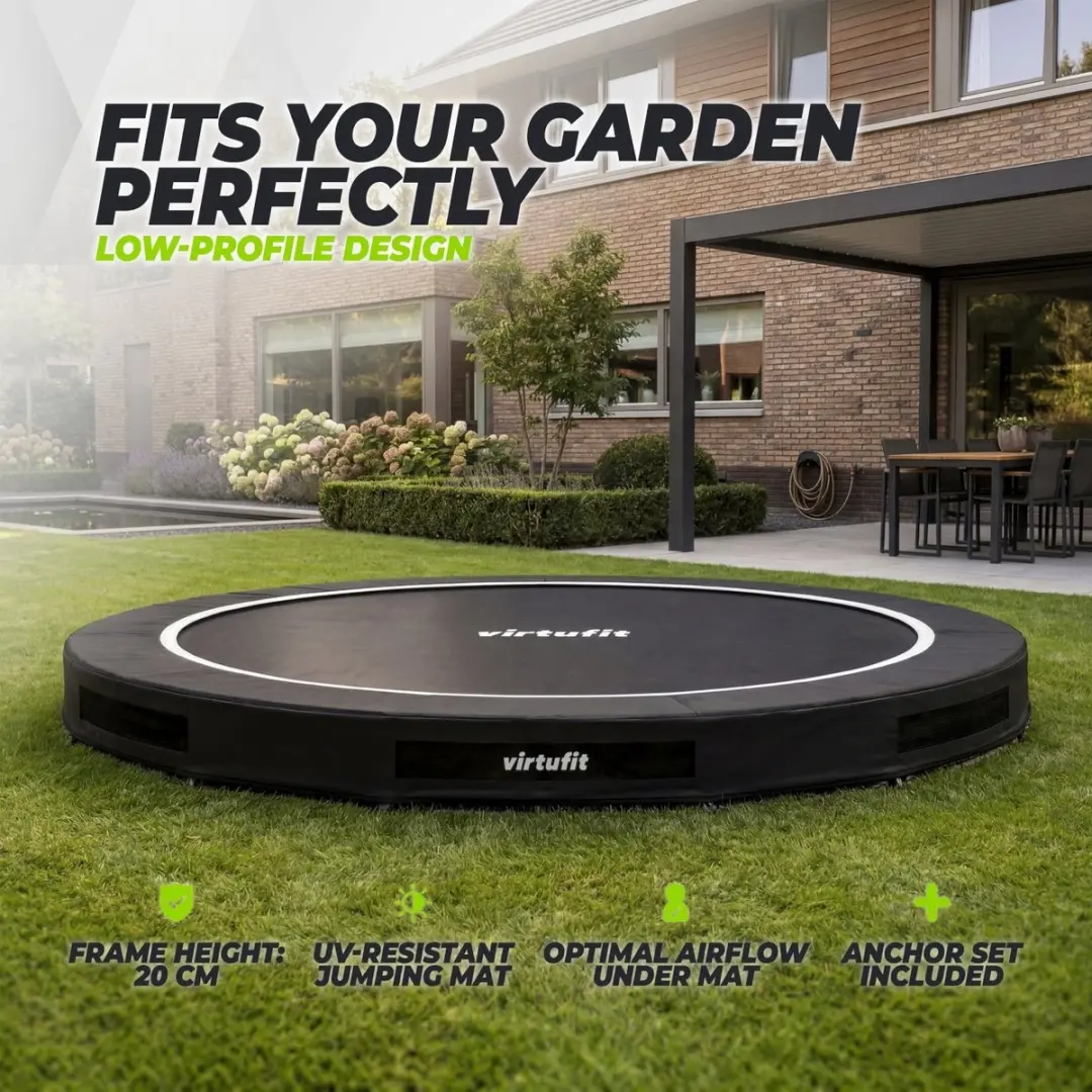 Virtufit Inground Trampoline Ø305cm - Zwart - afbeelding 3 van 6