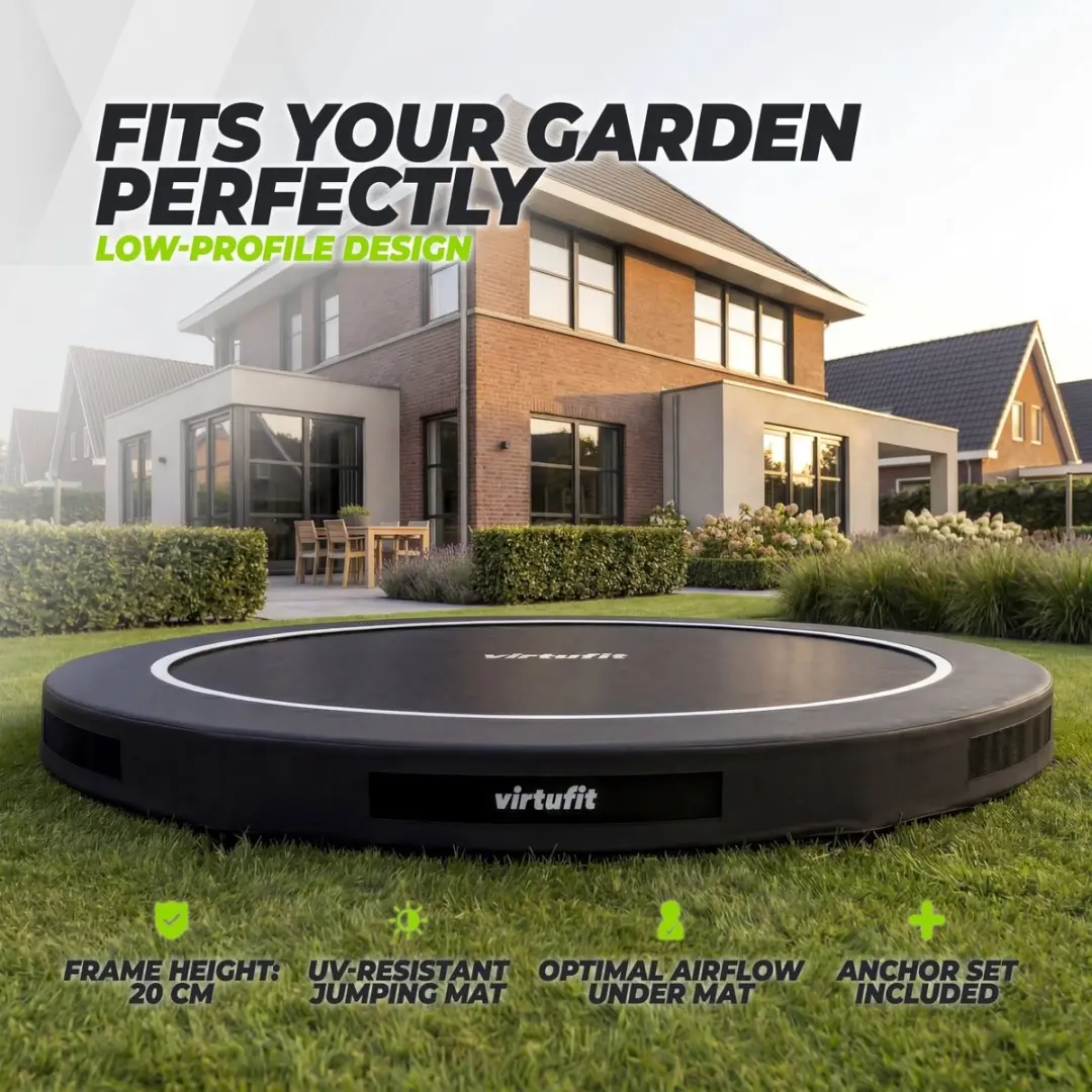 Virtufit Inground Trampoline Ø366cm - Zwart - afbeelding 4 van 6