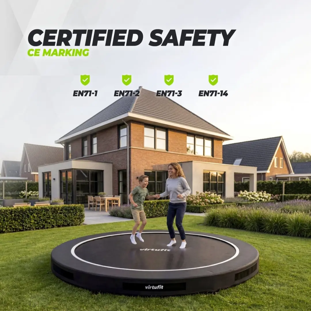 Virtufit Inground Trampoline Ø366cm - Zwart - afbeelding 2 van 6