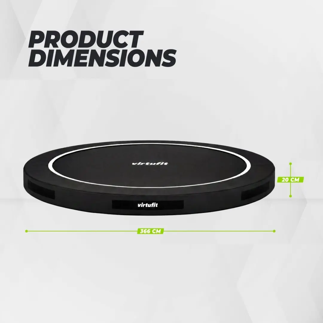 Virtufit Inground Trampoline Ø366cm - Zwart - afbeelding 6 van 6