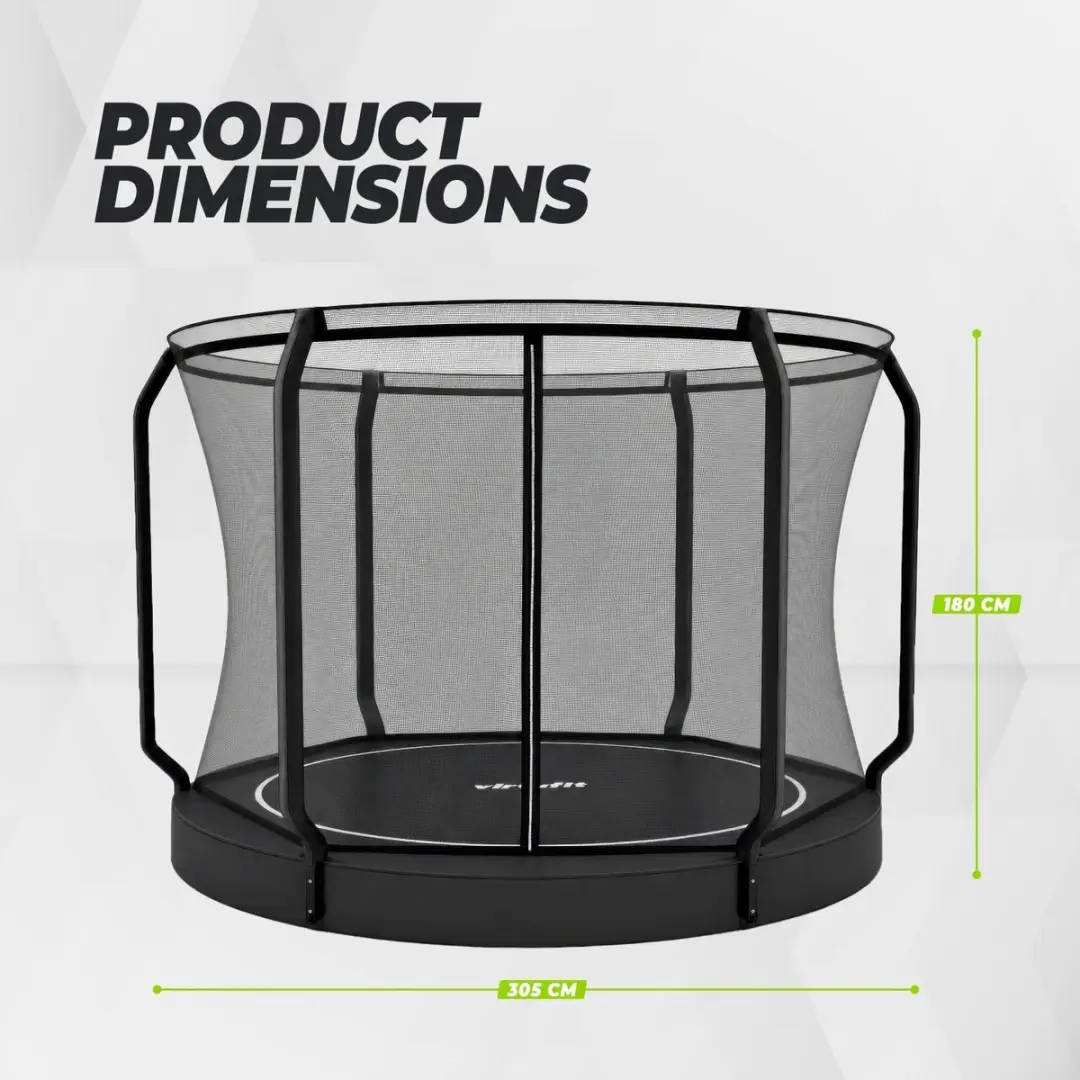 Virtufit GroundLevel Trampoline Ø305cm - Zwart - afbeelding 5 van 6