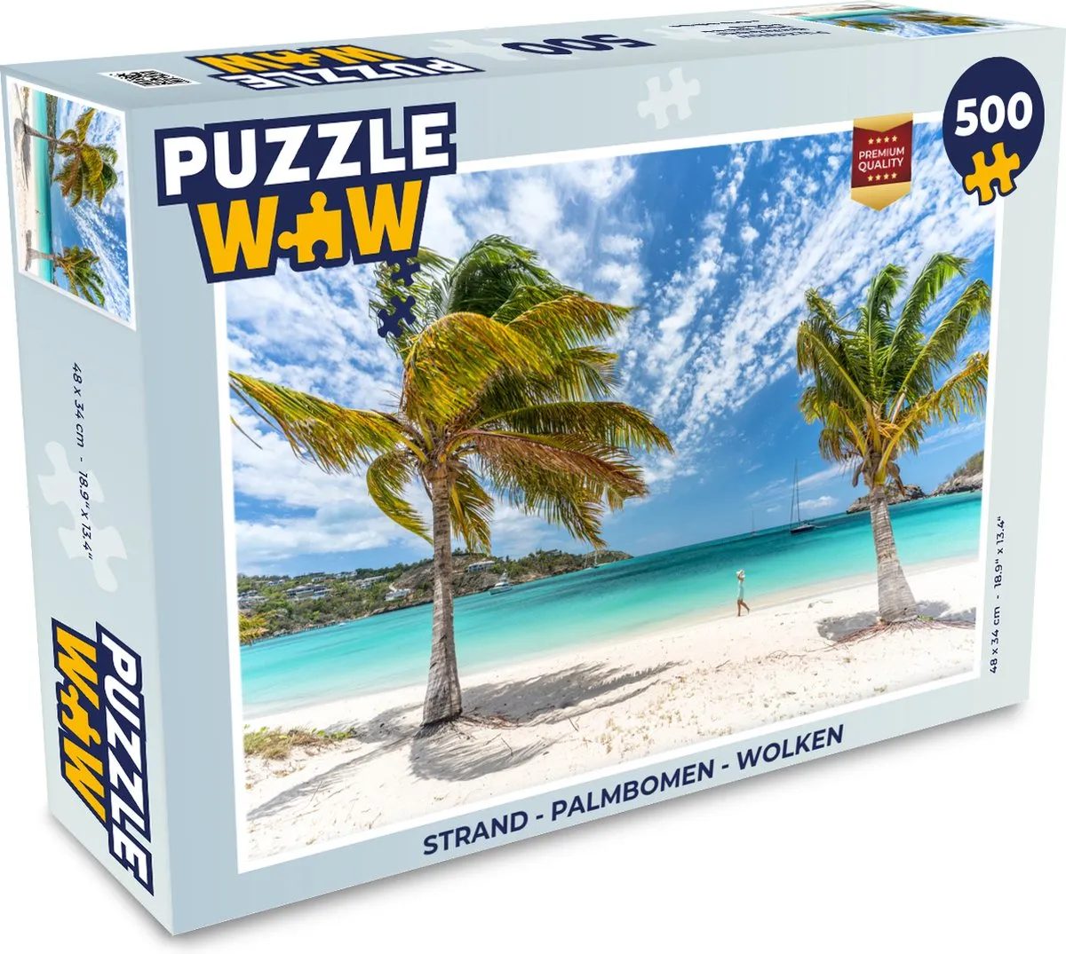 PuzzleWow Legpuzzel Strand Palmbomen Wolken 500 Stuks