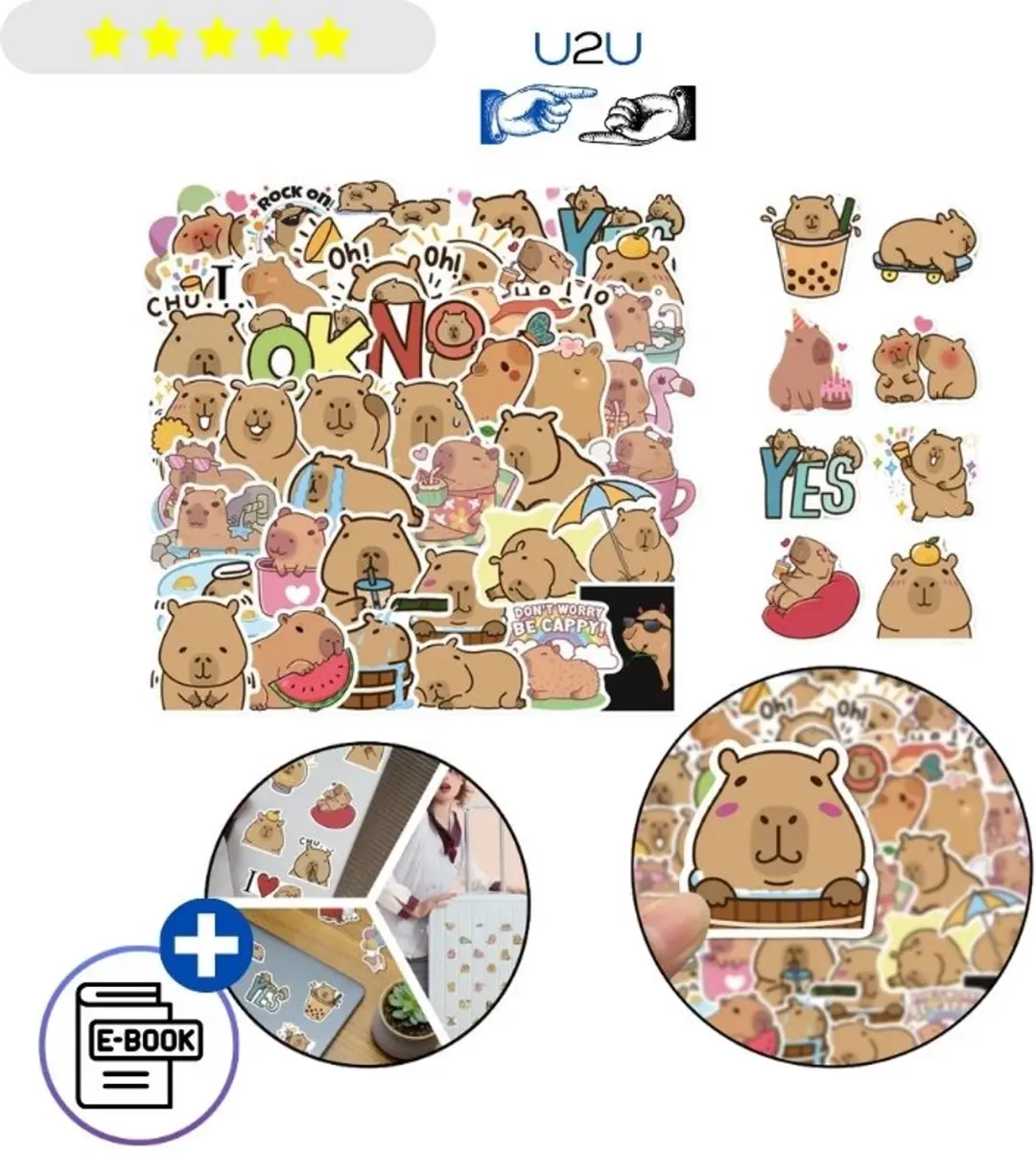 Capybara Stickers 100 Stuks