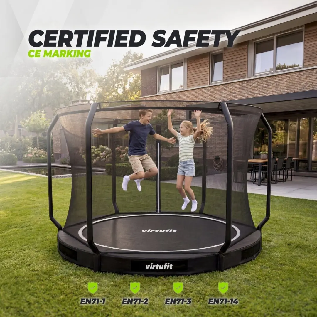 Virtufit Inground Trampoline Ø305cm - Zwart - afbeelding 2 van 6