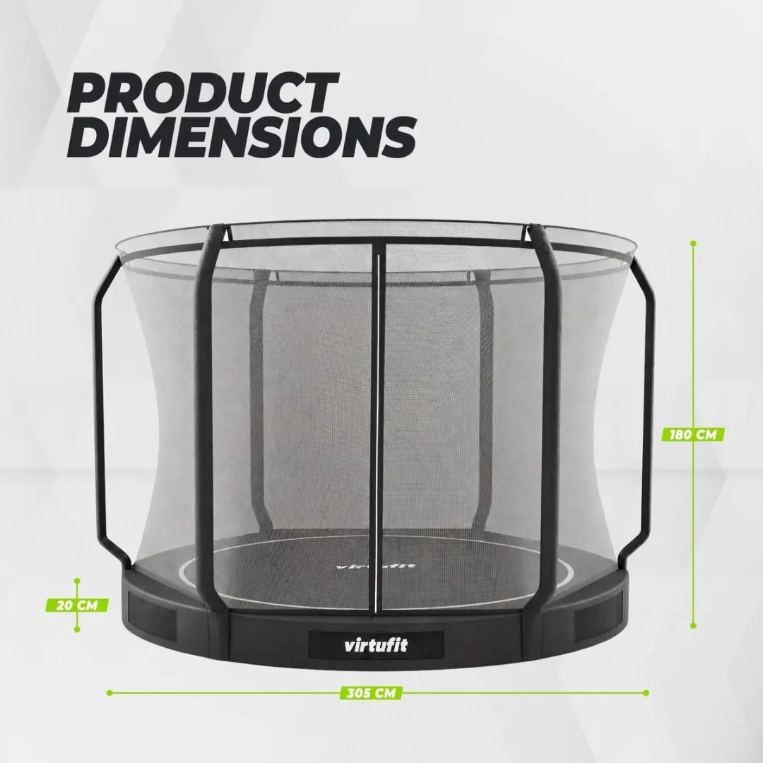 Virtufit Inground Trampoline Ø305cm - Zwart - afbeelding 4 van 6