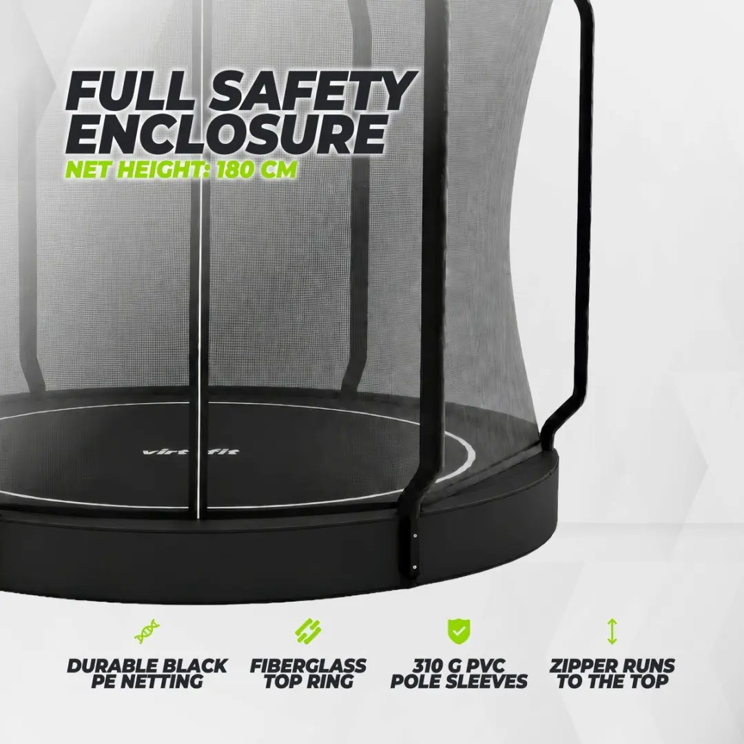 Virtufit GroundLevel Trampoline Ø251cm - Ingraaf - Zwart - afbeelding 4 van 6