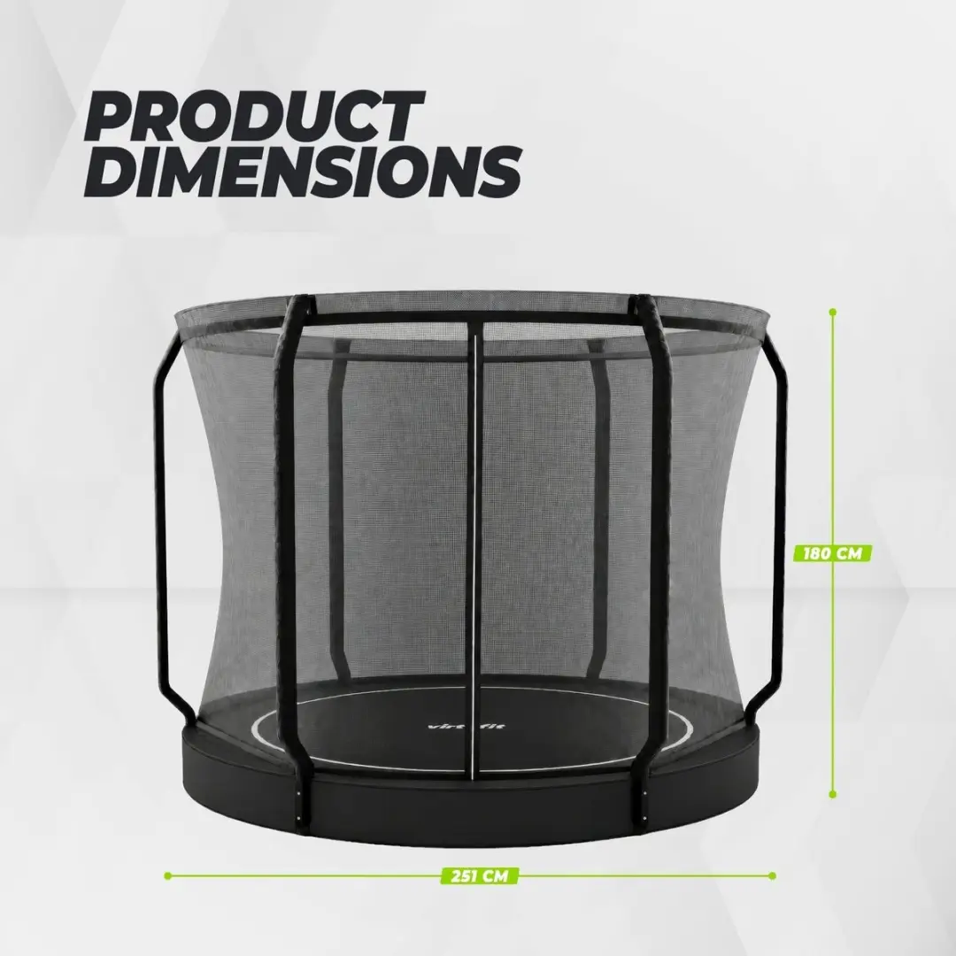 Virtufit GroundLevel Trampoline Ø251cm - Ingraaf - Zwart - afbeelding 6 van 6