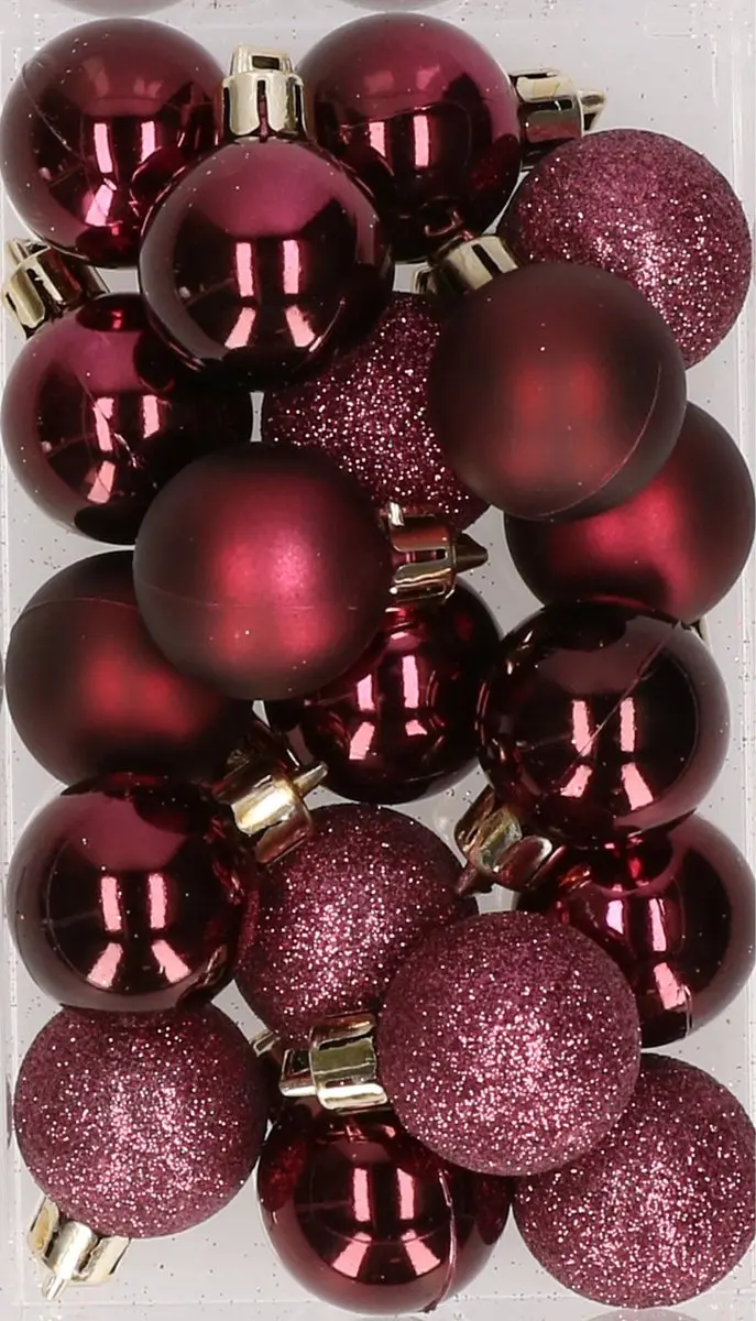 20x stuks kleine kunststof kerstballen