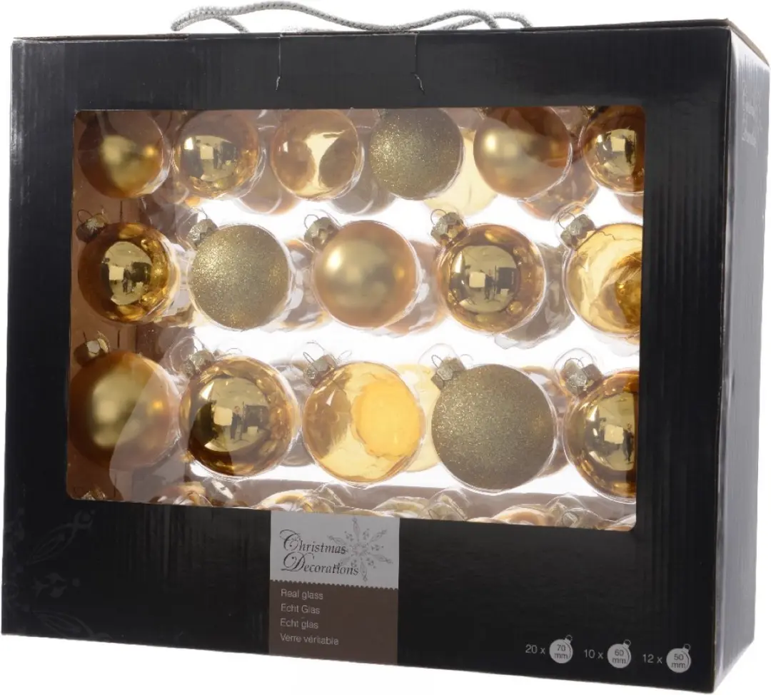 Decoris Kerstballen Mix - 42 Stuks - Goud - Ø6cm - afbeelding 4 van 4