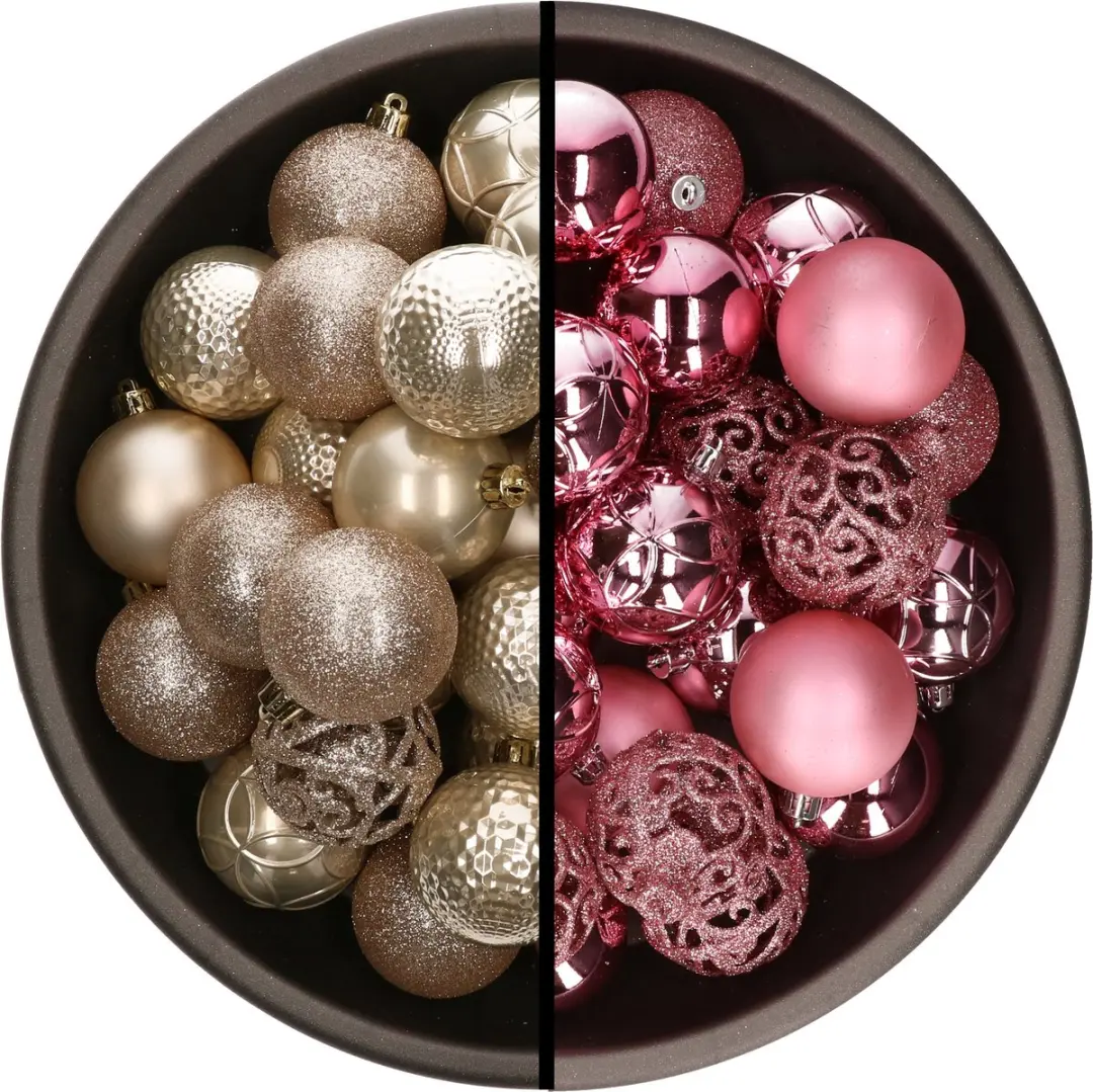 Decoris Kunststof kerstballen 74x stuks