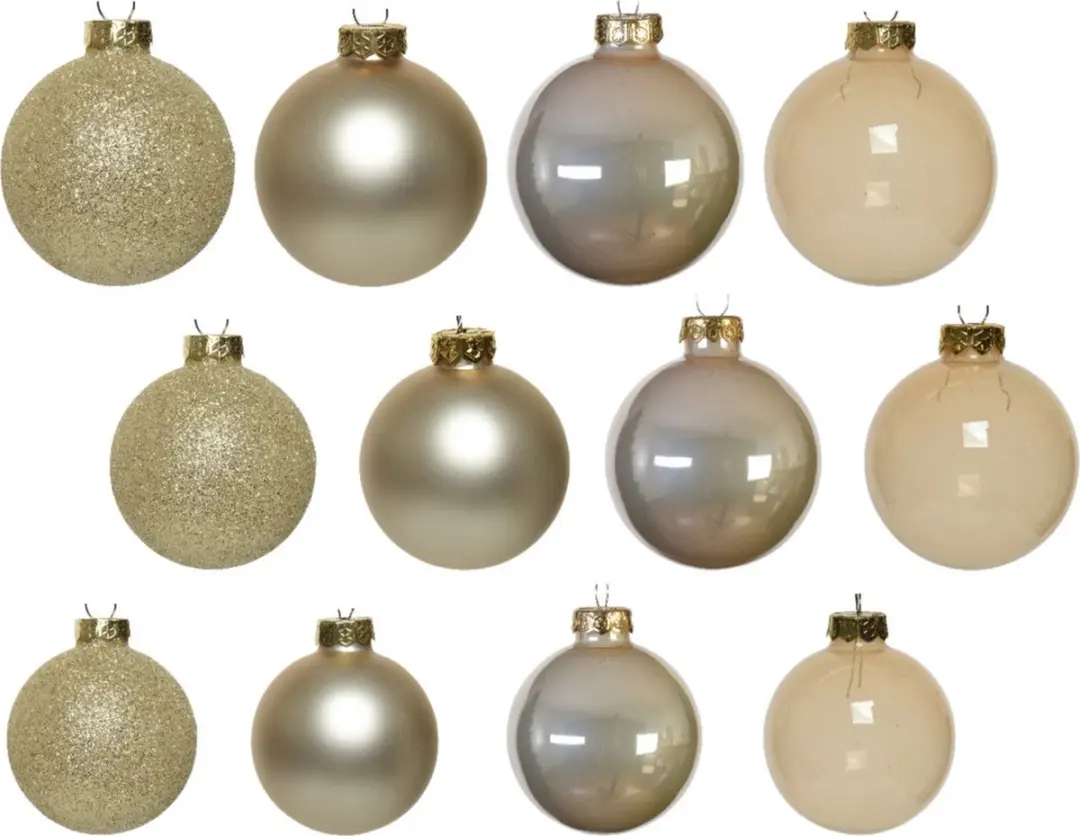 Kerstballenpakket 42 Stuks - Glas 6cm - Champagne - afbeelding 2 van 4