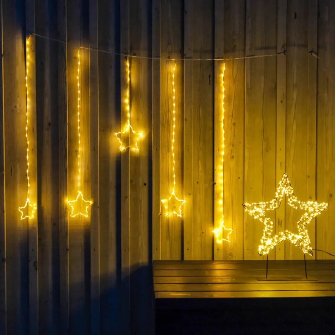 Anna's Collection Lichtgordijn Ster 186 LEDs 90x80cm Warm wit - afbeelding 5 van 6