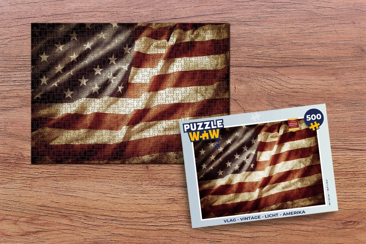 PuzzleWow Vlag Amerika Legpuzzel 500 Stuks - Multicolor