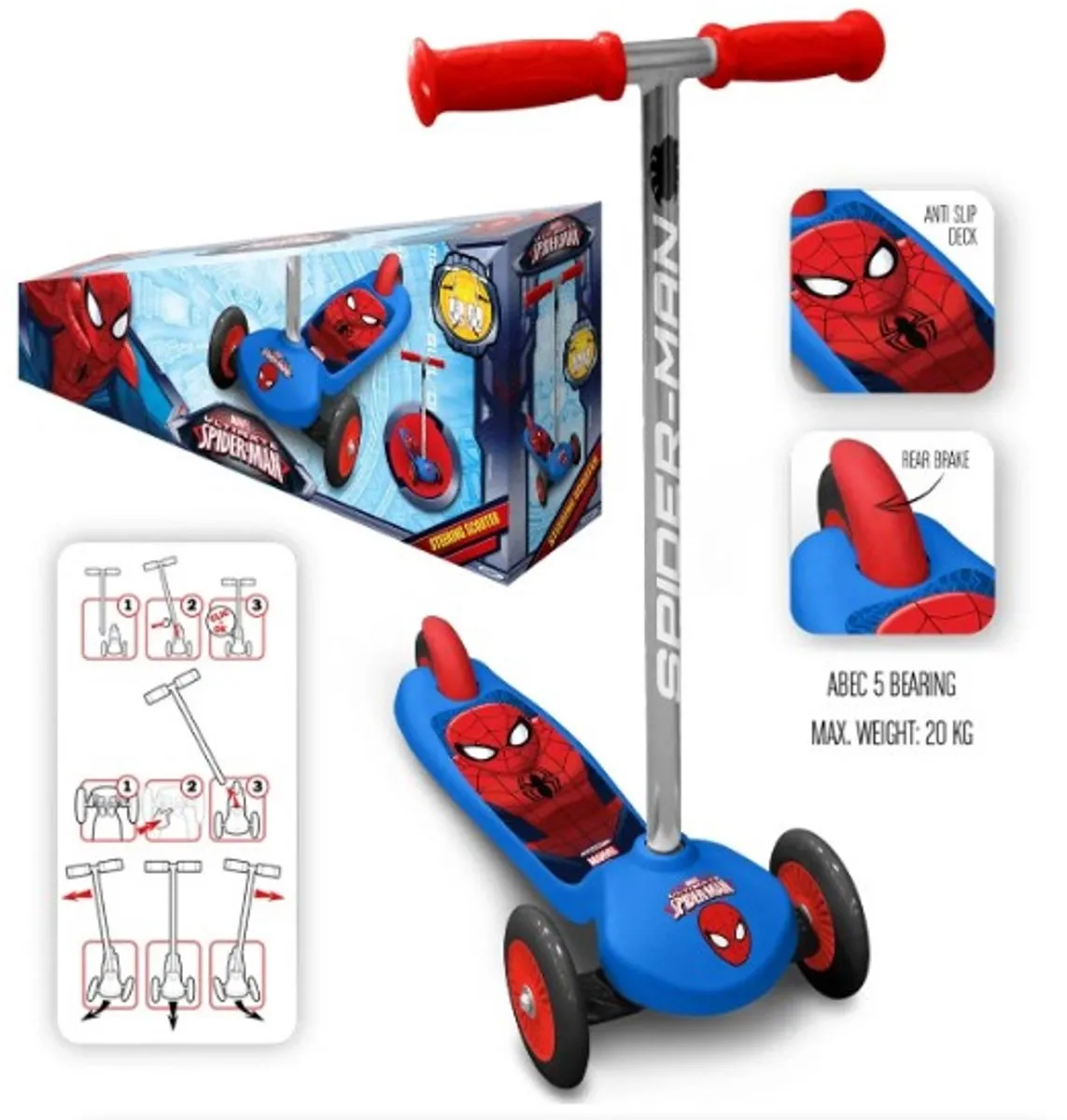 Marvel Spider-Man Step 3 Wielen - 80 Inch - Blauw