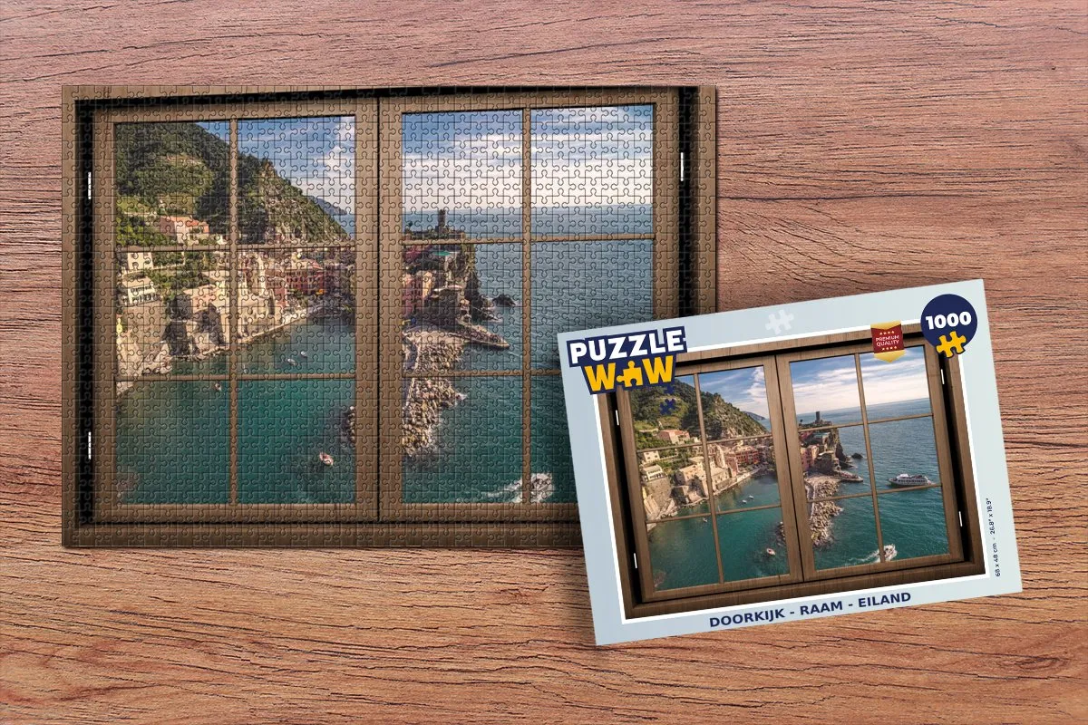 PuzzleWow Doorkijk Ramen Eiland Legpuzzel 1000 Stuks - Multicolor