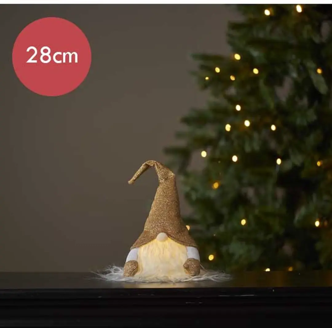 Kerstkabouter goud met LED verlichting