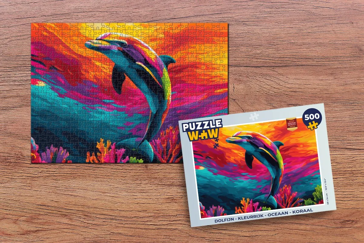 PuzzleWow Dolfijn Legpuzzel 500 Stuks - Kleurrijk