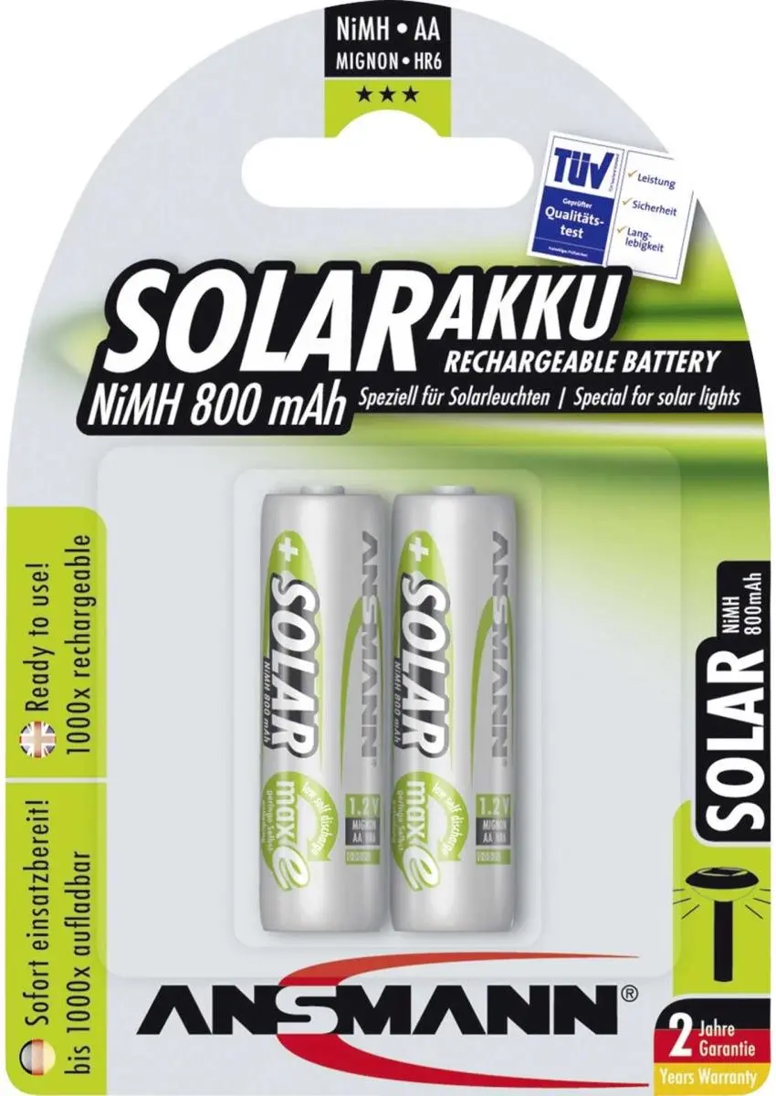 Ansmann AA Oplaadbare Batterijen 800mAh - 2 Stuks - afbeelding 3 van 6