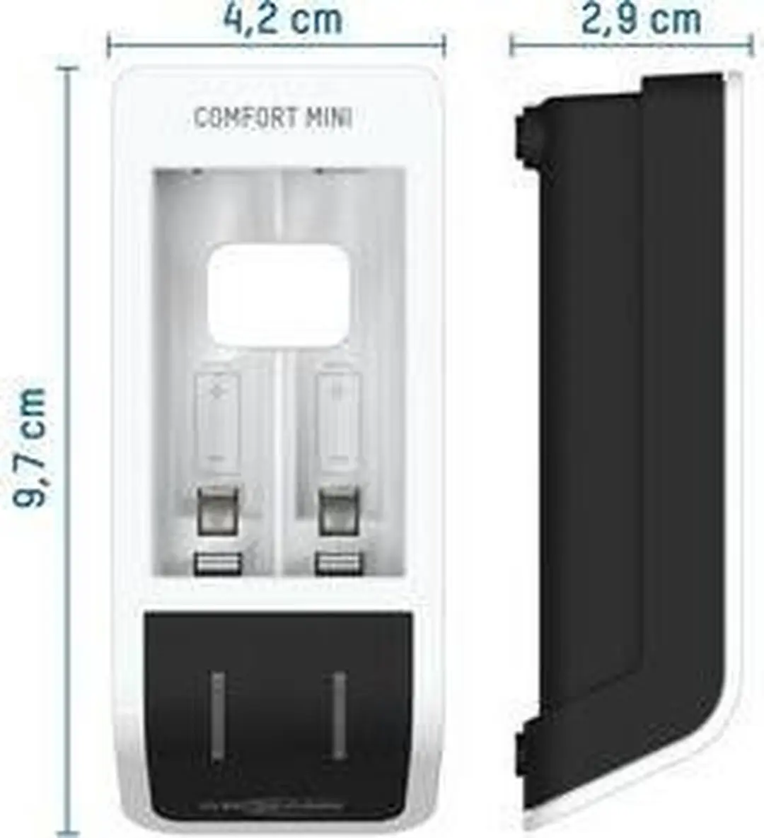 Ansmann Comfort Mini Huishoudelijke Batterijlader AA - 2 Stuks - Zwart/Wit - afbeelding 6 van 6