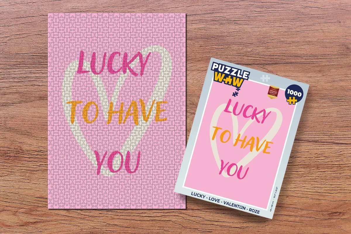PuzzleWow Legpuzzel 1000 Stuks - Lucky to have you Roze