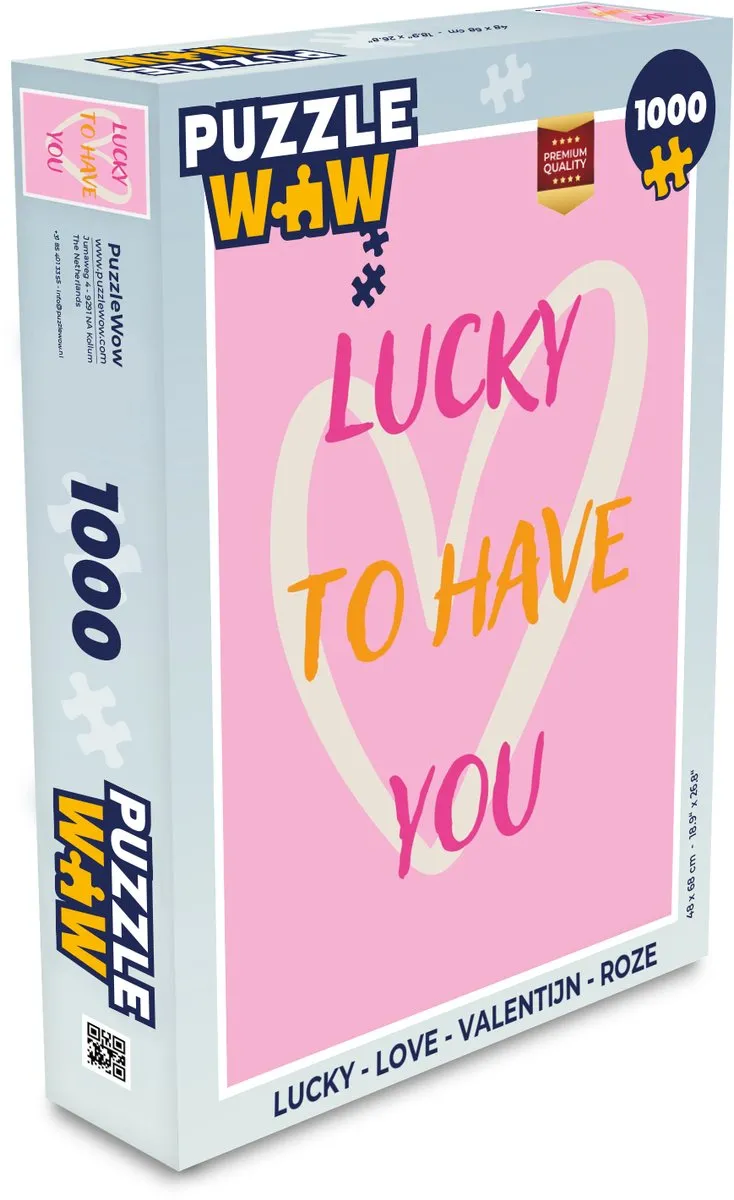 PuzzleWow Legpuzzel 1000 Stuks - Lucky to have you Roze