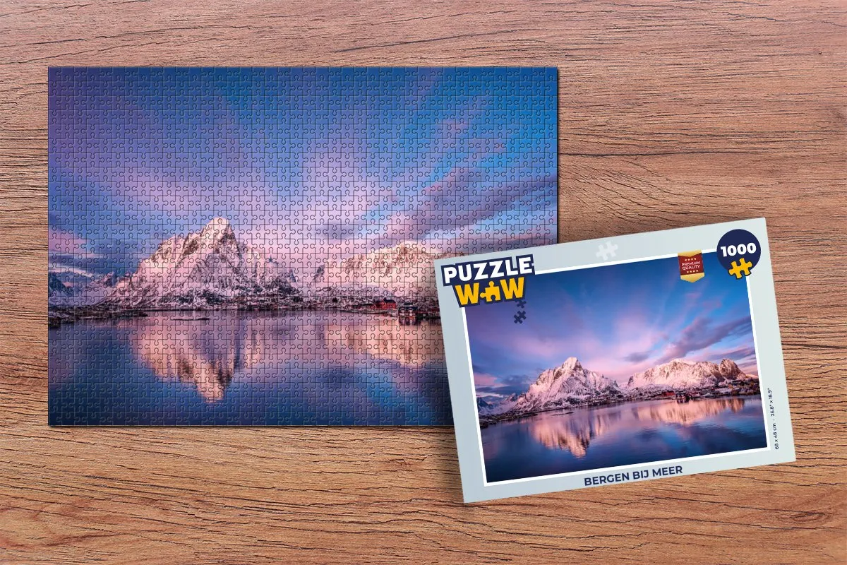 PuzzleWow Bergen bij Meer Legpuzzel 1000 Stuks - Multicolor