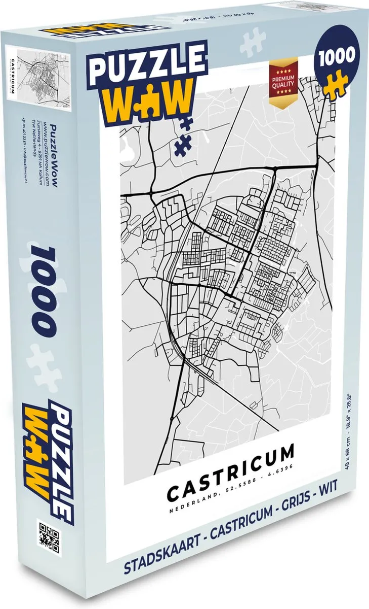 PuzzleWow Stadskaart Castricum Legpuzzel 1000 Stuks