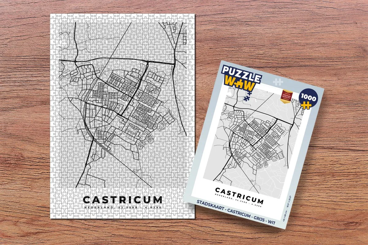 PuzzleWow Stadskaart Castricum Legpuzzel 1000 Stuks - Multicolor
