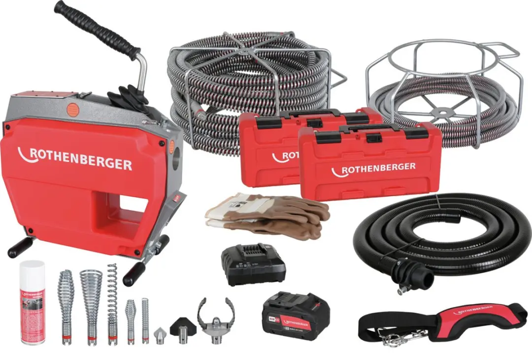 Rothenberger R600 VarioClean Akku Rohrreiniger 18V - 8,0 Ah - Grijs/Rood - afbeelding 4 van 6