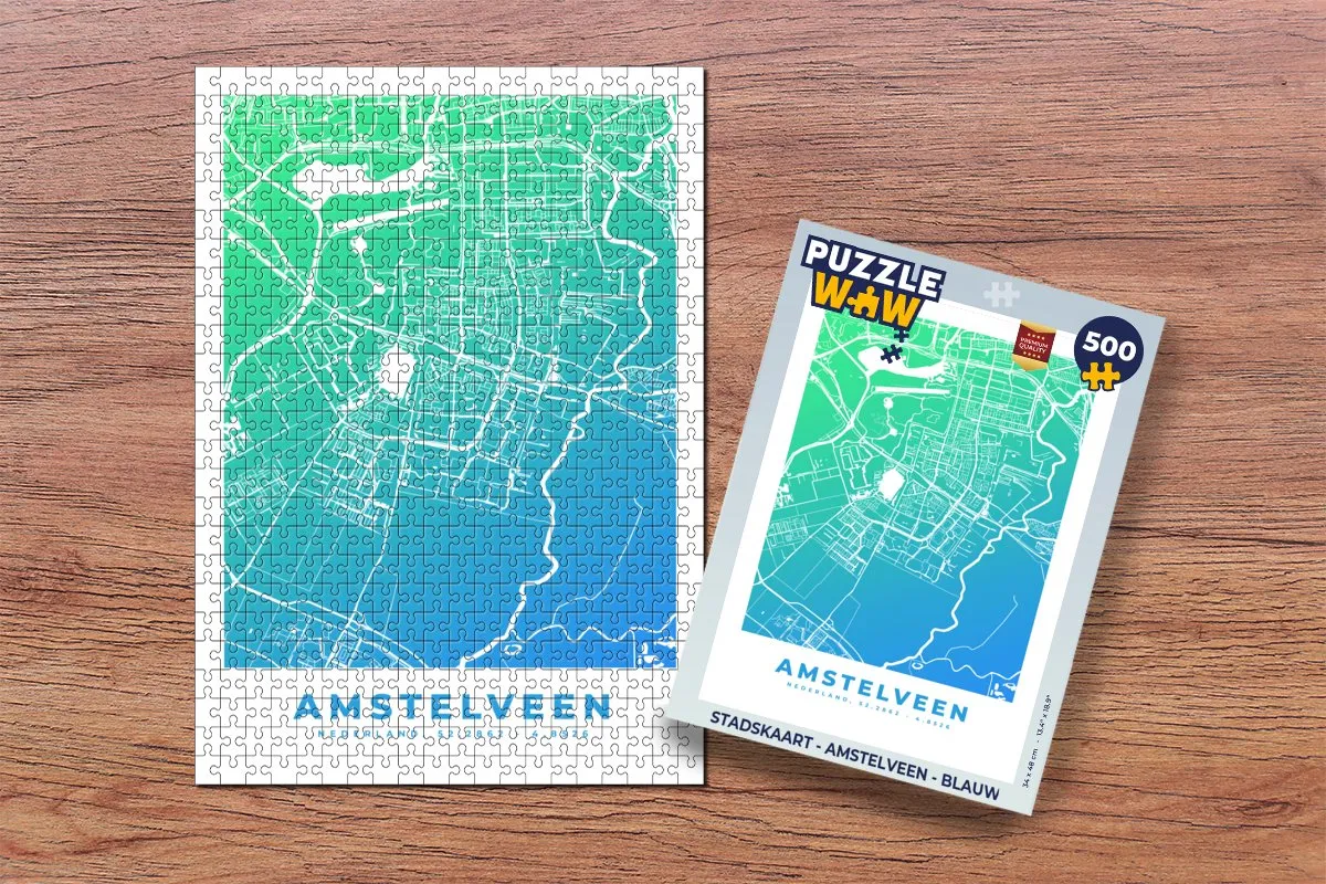 PuzzleWow Stadskaart Amstelveen Legpuzzel 500 Stuks - Multicolor