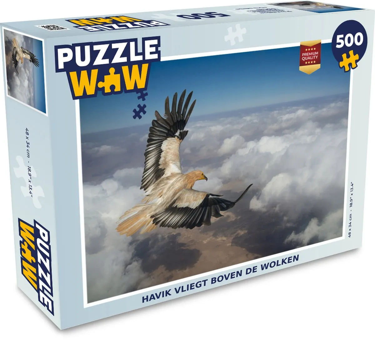 PuzzleWow Havik vliegt boven de wolken Legpuzzel 500 Stuks
